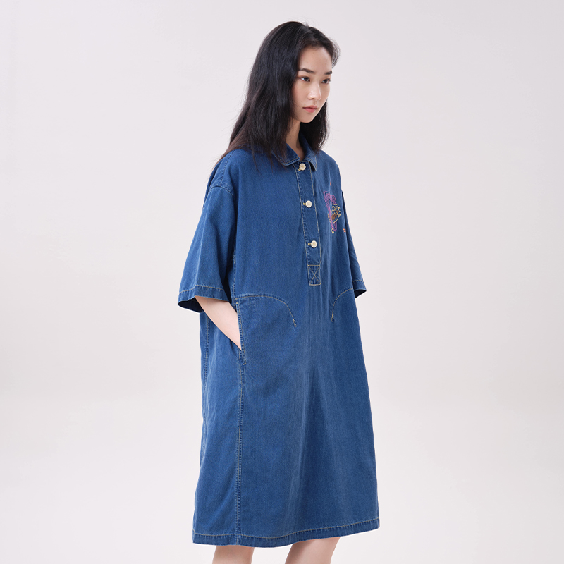 MOVEUP Lyocell Denim Dress Pol - Midi Dress recension och pris