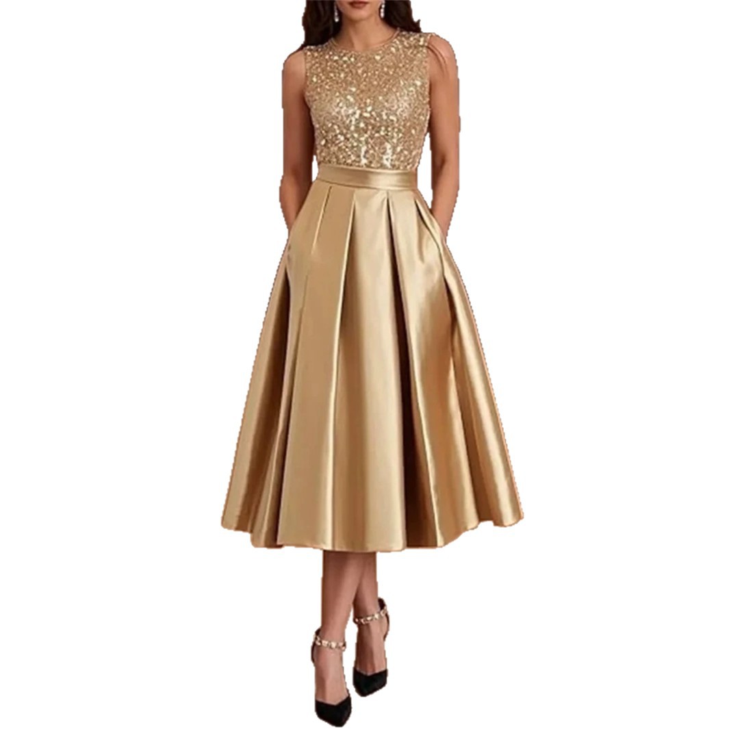 Burgundy Sequin Satin Midi Dre - Midi Dress recension och pris