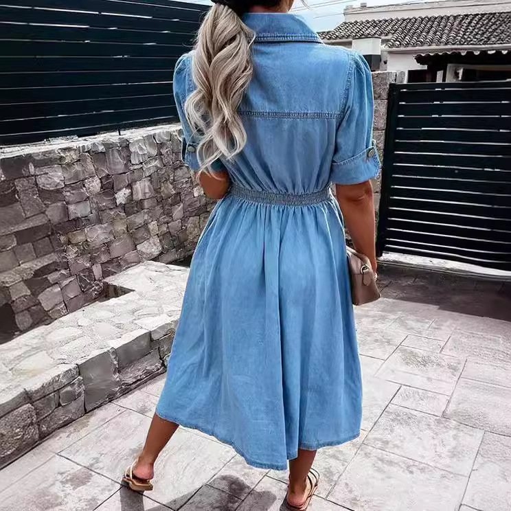 Women's Light Wash Denim Shirt - Midi Dress recension och pris