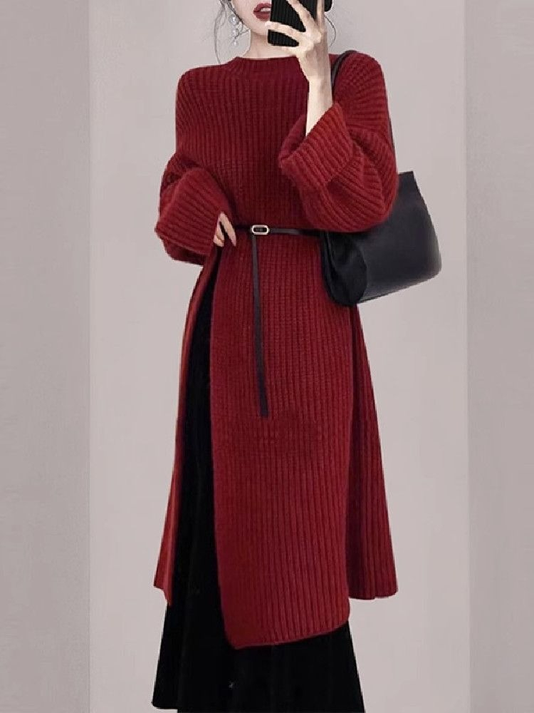 Women Elegant Red Knit Dress A - Women'S Red Formal Wear recension och pris