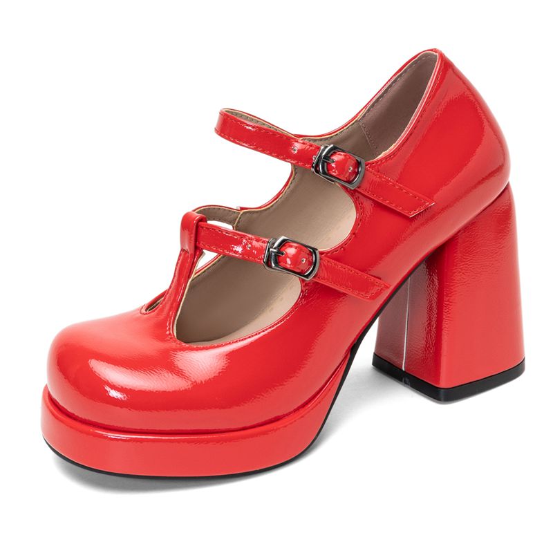 Retro Shiny Female Pump Round  - Pump Heel Block recension och pris