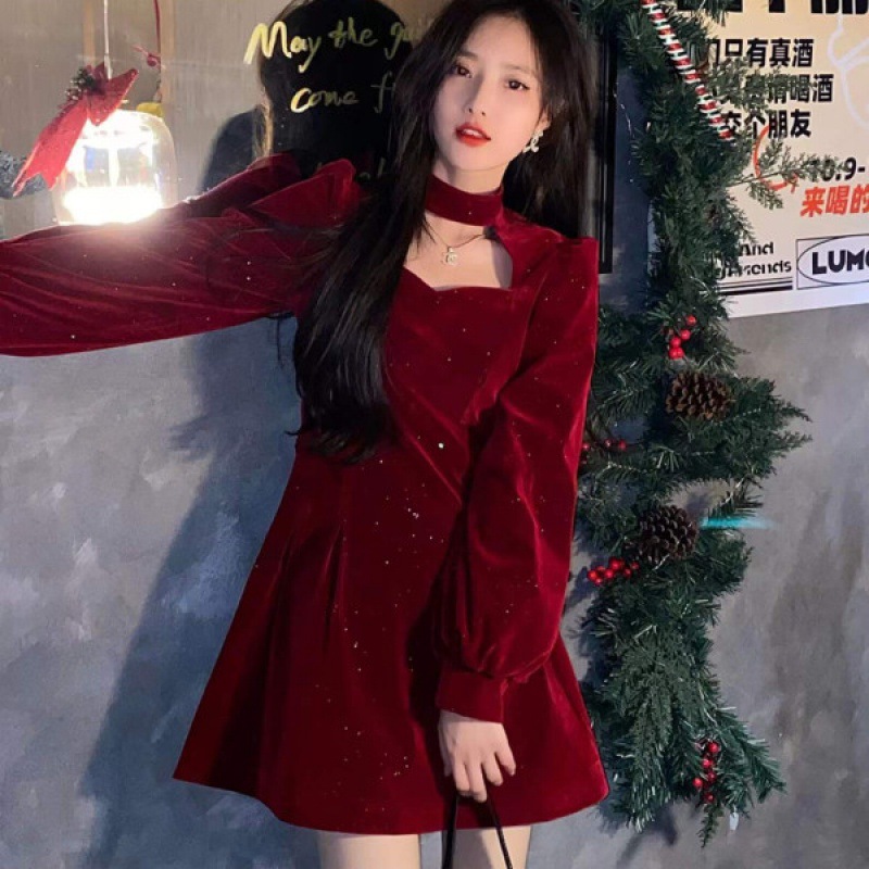 Fine Sparkling Velvet Dress Wo - Women'S Red Formal Wear recension och pris